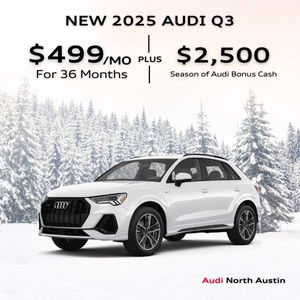 Back view of an Audi Q3 parked.